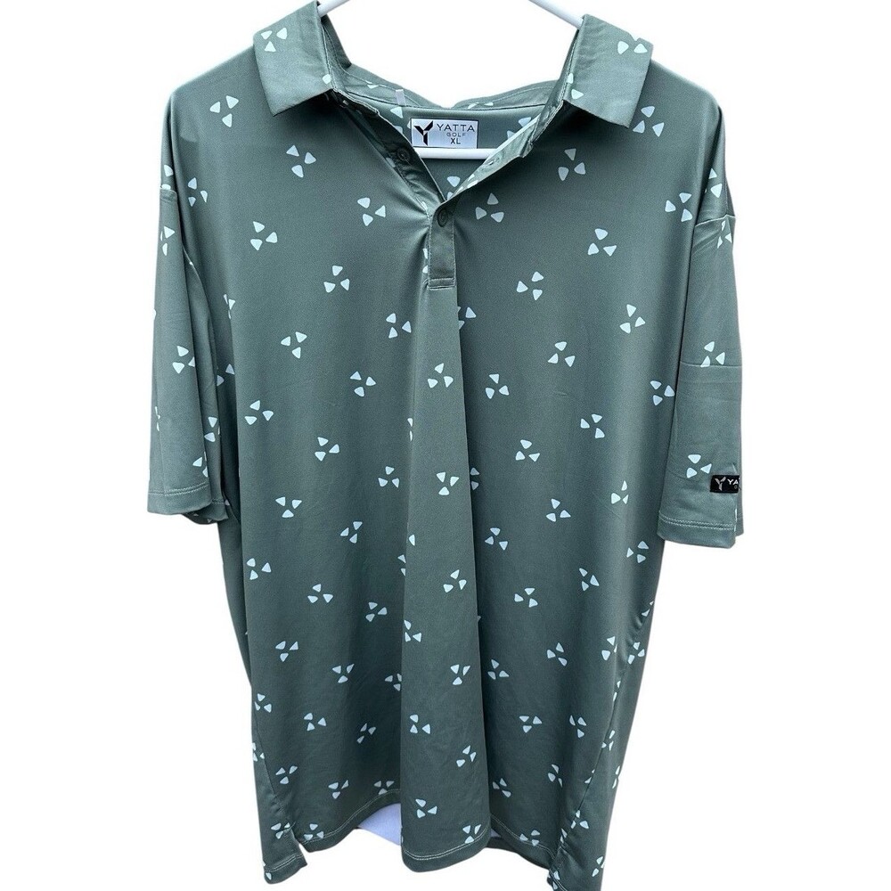 Yatta Golf Men's XL Green/White Geometric Stretch Short Sleeve Golf Polo Shirt
